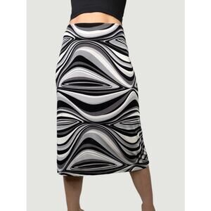 Charlotte Russe vintage Y2K 90s psychedelic op art‎ print midi skirt patterned M
